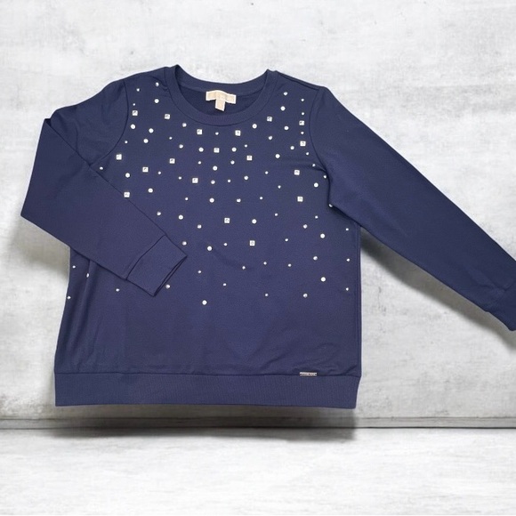 Michael Kors Midnight Blue Top with White Details - Picture 1 of 8